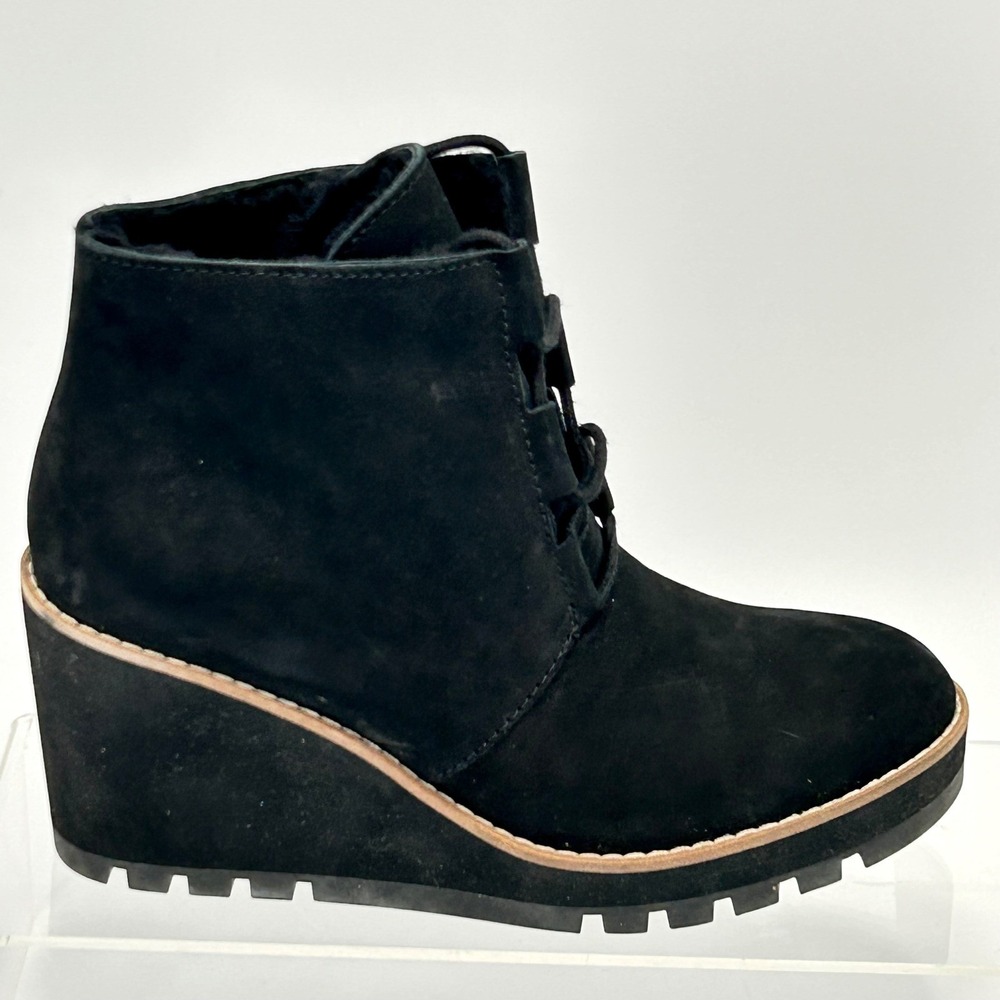 Eileen Fisher Size 6 Black Suede Wedge Ankle Boots Alpine NEW Womens $275 - Picture 2 of 15